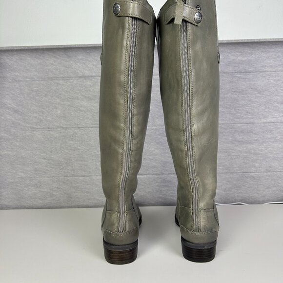 Sam Edelman Penny Green/Grey Back Zip Leather Knee High Riding Boots Size 6.5M - Picture 11 of 17